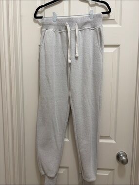 Men's Light Gray Knit Jogger Pants with Drawstring